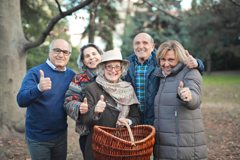 A group of happy seniors enjoying a community activity